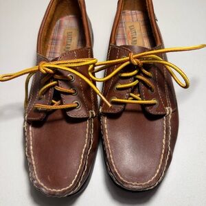 Eastland Women's Brown Leather Boat Shoes with Yellow Laces